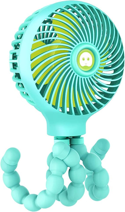 Mini Handheld Stroller Fan, Personal Portable Baby Fan with Flexible Tripod, 2023 Upgraded Version, Gift for Children, Rechargeable Fan for Office Room Car Traveling BBQ Gym Fan (White)